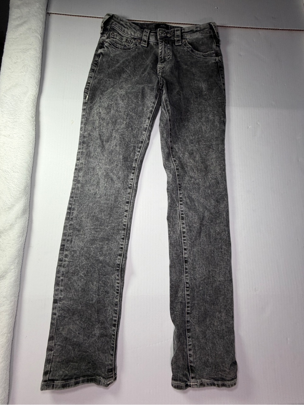 True Religion Billie Women's Straight-Leg Jeans in Black Acid Wash